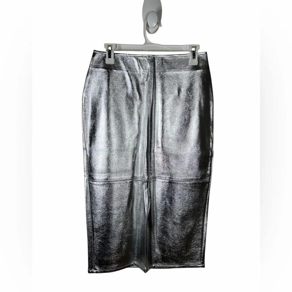 Silver Metallic Pencil Skirt